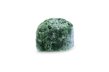 a block of frozen spinach isolated on a white background