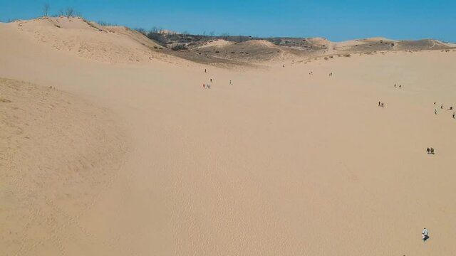 Drone Shot of Sleeping Bear Sand Dunes National Lakeshore in Michigan