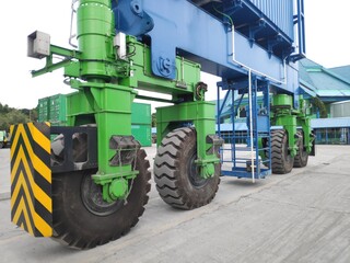 A Rubber Tyred Gantry Crane on the yard of Sorong Harbour
