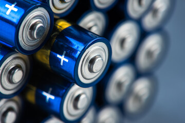 Fototapeta Alkaline battery size AAA with selective focus close-up obraz
