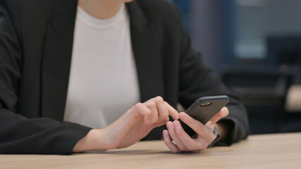 Close up of Female Hands Using Smartphone 