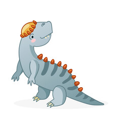 Cute dinosaur cartoon vector illustration. Kids Design for print, poster, invitation, t-shirt and badges.