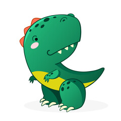 Cute dinosaur cartoon vector illustration. Kids Design for print, poster, invitation, t-shirt and badges.