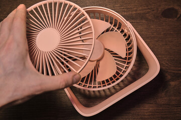 fixing the pink fan. disassembled