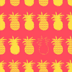 Pineapple seamless pattern colorful. Exotic summer textile print.