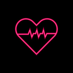 Red Heart beat neon vector icon