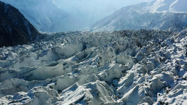 Aerial View Of Raikot Glacier On Nanga Parbat, Himalayas In Pakistan.
