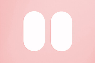 Mockup cards in a minimalistic style. Blank oval form with rounded edges. Perfect for wedding invitation and greeting card