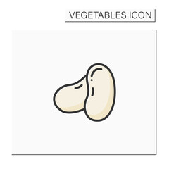 Beans color icon. Fresh vegetable. Dietary food. Vegetarian, healthy nutrition. Health benefits. Agriculture concept. Isolated vector illustration