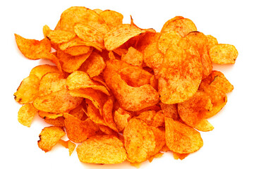 Flavored chips isolated on a white background