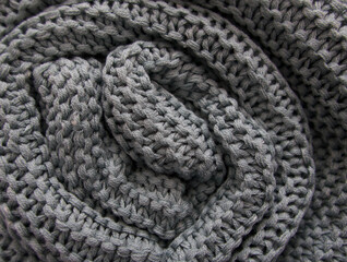 Full frame background image of grey green textured knitting with copyspace