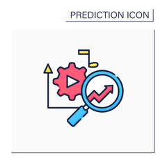 Media technology color icon.Predictive analytics in media. Research perfect customer products.Influencing long-term investments.Business predicting concept.Isolated vector illustration