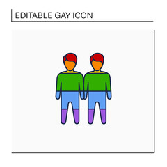 Gay line icon. Equal right. Self-acceptance. Love between two men. True love. LGBTQ community concept. Isolated vector illustration. Editable stroke