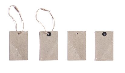 Cardboard hang tags for labelling.