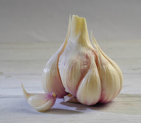 garlic on a wooden background