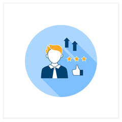 Self efficacy flat icon. Faith in capabilities. Productivity, efficiency in work. Strong personality.Perfect interlocutor. Effective communication concept. Vector illustration