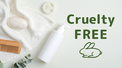 Natural organic SPA cosmetics set with green leaves. Cruelty free beauty products for hair care. No animal testing