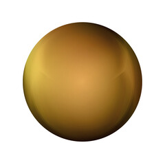 Glass golden ball or precious pearl. Glossy realistic ball, 3D abstract vector illustration highlighted on a white background. Big metal bubble with shadow