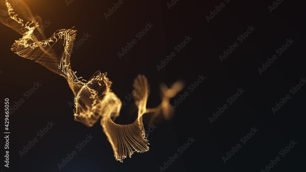 Poster abstract fluid particles graphic intro background/ 4k animation of an abstract fluid particles backg