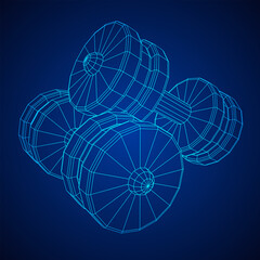 Dumbbells Gym equipment. Bodybuilding, powerlifting, fitness concept. Wireframe low poly mesh vector illustration