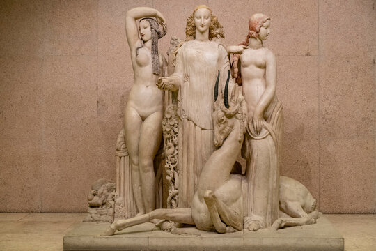 la Primavera, homenaje a Jean Goujon, Janniot, Roma 1919-1924, caliza, Fundaci&oacute;n Calouste Gulbenkian,  (&laquo;Funda&ccedil;&atilde;o Calouste Gulbenkian&raquo;), Lisboa, Portugal