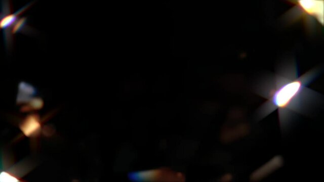 Retro style light leaks created using real rotating glass with lens prism glint streak effect