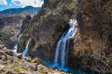 Unique Kapuzbasi Waterfalls in Aladaglar National Park, Tuaruz Mountains of Turkey