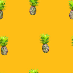 Seamless pattern of juicy and beautiful pineapples. Exotic vector illustration.