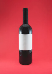 Fototapeta premium Red wine bottle with blank label