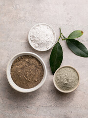 Maca root powder hemp or cannabis  flour and coca flour. Nutrition supplement - superfood from Andies