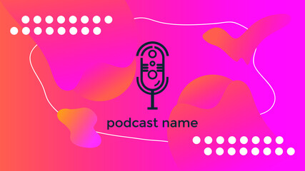 ABSTRACT TEMPLATE PODCAST MICROPHONE GRADIENT COLOR  DESIGN BACKGROUND VECTOR. GOOD FOR COVER DESIGN, BANNER, WEB,SOCIAL MEDIA