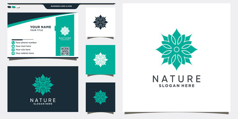 Nature logo template and business card design Premium Vector
