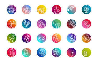 Instagram highlights stories covers vector template. Set of round icons for social media stories