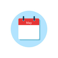 White daily calendar Icon May in a Flat Design style. Easy to edit Isolated vector Illustration.