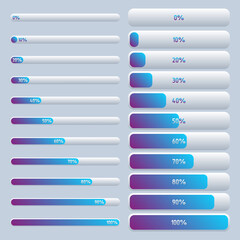 Two options for loading icons from 0 to 100%. The isolated vector illustration is easy to edit.