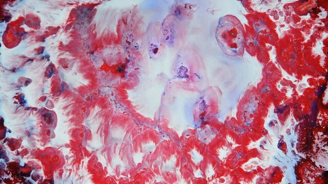 Abstract Grunge Color Ink Paint Spread Explosion Narrowing Space Explosion Background. Detailed background movement with blue, red, white rainbow colors.