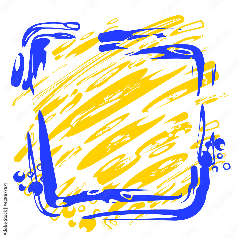Poster hand drawn scribble shapes, eps10 vector design elements - square frame with doodle diagonal lines a