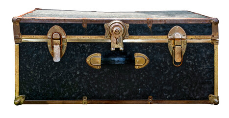 Isolated old beat up trunk.