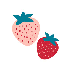 Strawberry berry on a white background for printing on clothes, pillows, kitchen and children's textiles. 