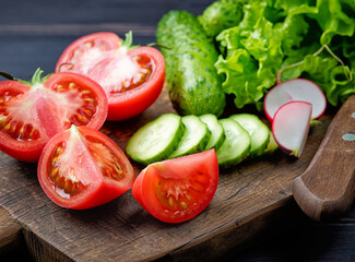 fresh vegetables on cutting board