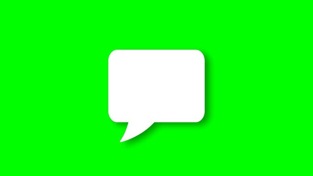 Chat, speech bubble icon animation on green background 4K video