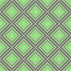 Green luxury background with small pearls and rhombuses. Seamless vector illustration. 