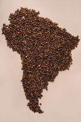 south america with coffee beans