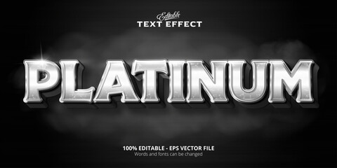 Platinum text, shiny platinum style editable text effect