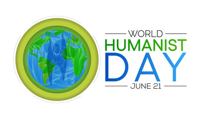 World Humanist day is observed every year on June 21, Humanism is a philosophical stance that emphasizes the value and agency of human beings, individually and collectively. Vector illustration.