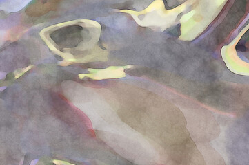 Modern painting of soothing brush strokes resembling alcohol inks. Watercolor abstract painting with pastel colors for poster, wall art, banner, card, book cover or packaging.