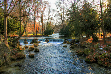 Small creek in a park in autumn