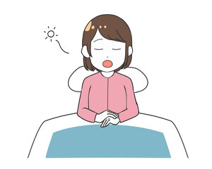 寝室　あくび　女性