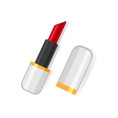 Red lipstick. Lipstick icon. Red lipstick mock-up. Beautiful color lipstick. Vector illustration.