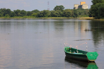 boat on the river, vistula river in Poland